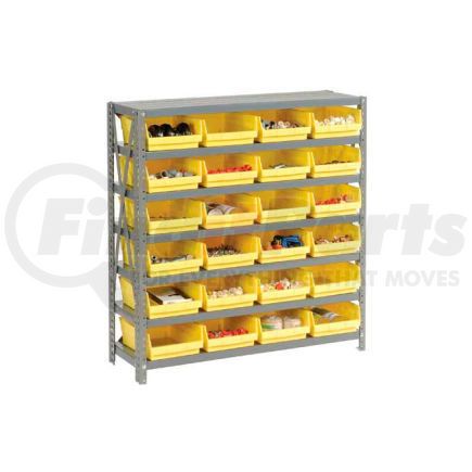 Global Industrial 603434YL Global Industrial&#153; Steel Shelving with 24 4"H Plastic Shelf Bins Yellow, 36x18x39-7 Shelves