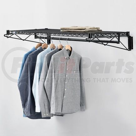 Global Industrial 184445B Black Coat Rack with Bars - Wall Mount - 48"W x 24"D x 6"H