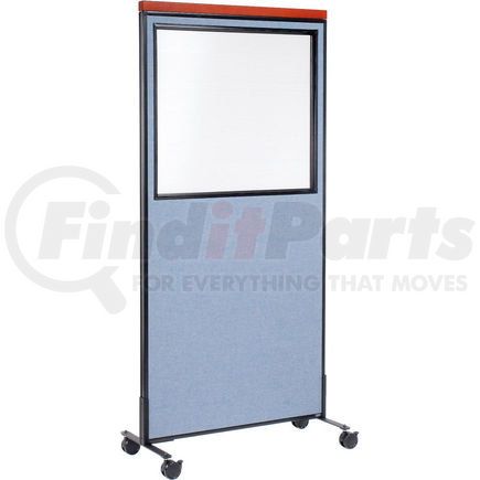 Global Industrial 694993MBL Interion&#174; Mobile Deluxe Office Partition Panel with Partial Window, 36-1/4"W x 76-1/2"H, Blue