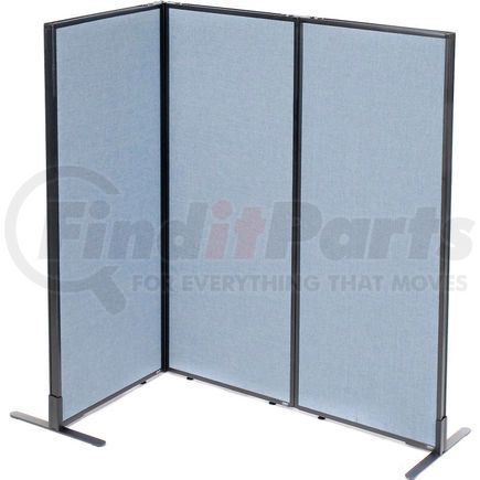 GLOBAL INDUSTRIAL 695094BL Interion&#174; Freestanding 3-Panel Corner Room Divider, 24-1/4"W x 60"H Panels, Blue