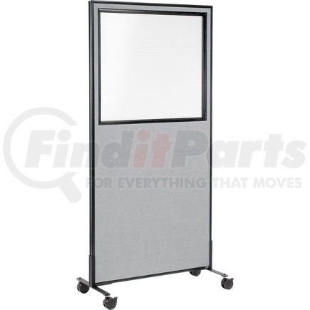 Global Industrial 694981MGY Interion&#174; Mobile Office Partition Panel with Partial Window, 36-1/4"W x 75"H, Gray