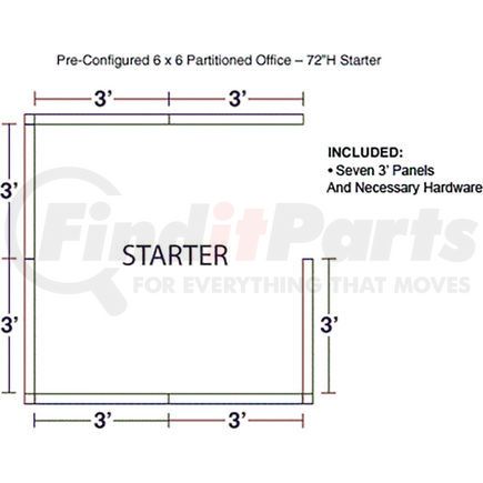 Global Industrial 236620GY Interion&#174; Pre-Configured Office Cubicle - 6'W x 6'D x 72"H - Starter Kit - Gray