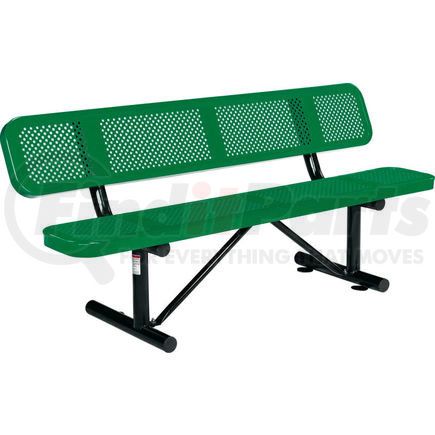 Global Industrial 694557GN Global Industrial&#8482; 6 ft. Outdoor Steel Picnic Bench with Backrest - Perforated Metal - Green