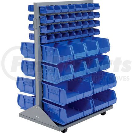 Global Industrial 500164BL Global Industrial&#153; Mobile Double Sided Floor Rack - 88 Blue Stacking Bins 36 x 54
