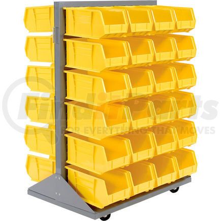 Global Industrial 550180YL Global Industrial&#153; Mobile Double Sided Floor Rack - 48 Yellow Stacking Bins 36 x 54