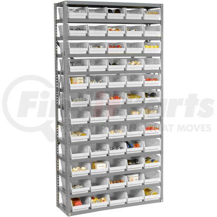 Global Industrial 603443WH Global Industrial&#153; Steel Shelving with 96 4"H Plastic Shelf Bins Ivory - 36x12x72-13 Shelves