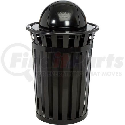 Global Industrial 261944BK Global Industrial&#153; Outdoor Steel Slatted Trash Can With Dome Lid, 36 Gallon, Black