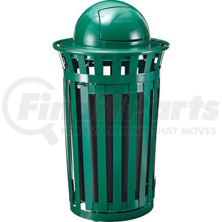 Global Industrial 261945GN Global Industrial&#153; Outdoor Slatted Steel Trash Can W/Access Door & Dome Lid, 36 Gallon, Green