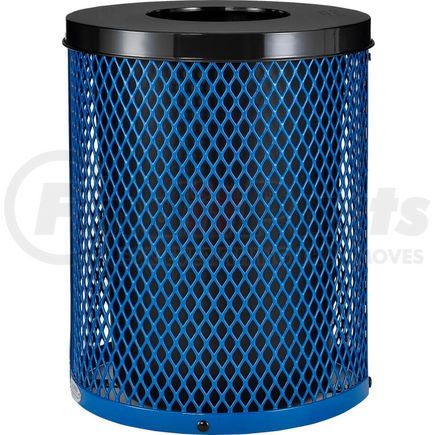 Global Industrial 261924BL Global Industrial&#153; Outdoor Diamond Steel Trash Can With Flat Lid, 36 Gallon, Blue