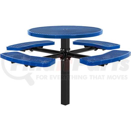 GLOBAL INDUSTRIAL 695292BL Global Industrial&#153; 46" Round In-Ground Mount Outdoor Steel Picnic Table, Expanded Metal, Blue