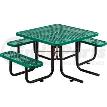 GLOBAL INDUSTRIAL 695291GN Global Industrial&#153; 46" Wheelchair Accessible Square Outdoor Steel Picnic Table, Green