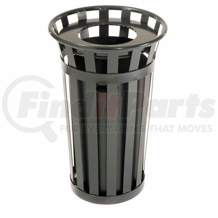 Global Industrial 237725BK Global Industrial&#153; Outdoor Slatted Steel Trash Can With Flat Lid & Liner, 24 Gallon, Black