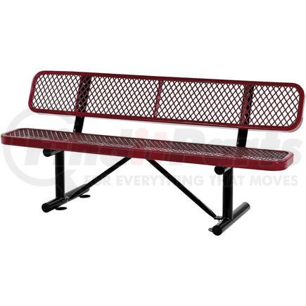 Global Industrial 277154RD Global Industrial&#8482; 6 ft. Outdoor Steel Bench with Backrest - Expanded Metal - Red