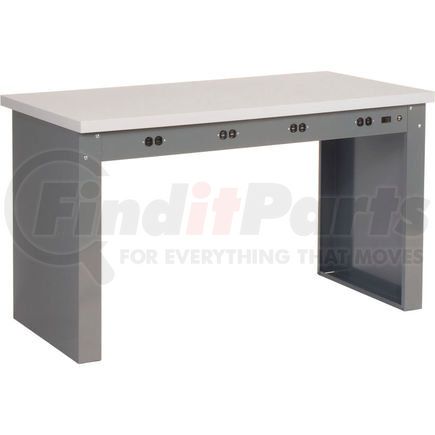 Global Industrial 778484 Global Industrial&#153; 60"W x 30"D Panel Leg Workbench - Power Apron & ESD Square Edge Top
