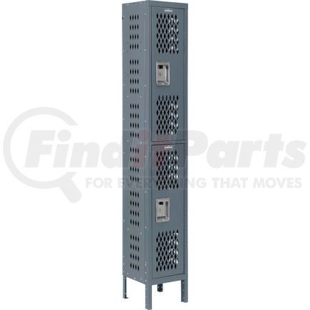 Global Industrial 493247GY Global Industrial&#153; Infinity&#174; Double Tier 2 Dr Ventilated Locker, 12"Wx15"Dx36"H, Assembled