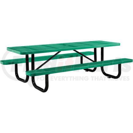 Global Industrial 694555GN Global Industrial&#153; 8 ft. Rectangular Outdoor Steel Picnic Table, Perforated Metal, Green