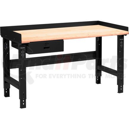 Global Industrial 183989ABK Global Industrial™ 72 x 36 Adj Height Workbench w/Drawer, Black- Maple Safety Edge Top