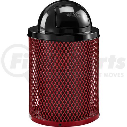 Global Industrial 261948RD Global Industrial&#153; Outdoor Steel Diamond Trash Can With Dome Lid, 36 Gallon, Red