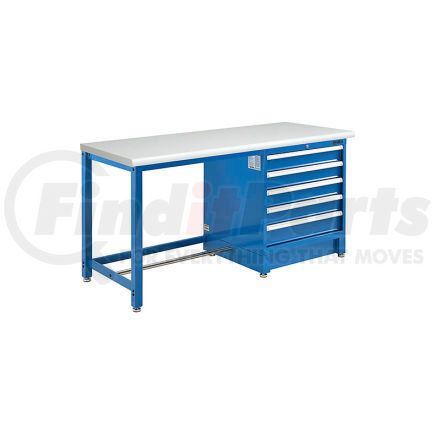 Global Industrial 711181 Global Industrial™ 72"W x 30"D Modular Workbench with 5 Drawers, ESD Laminate Safety Edge, Blue