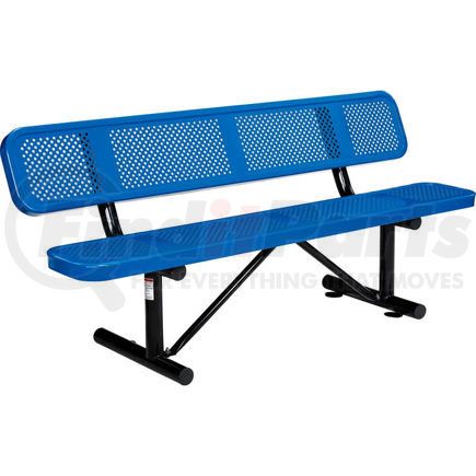 Global Industrial 694557BL Global Industrial&#8482; 6 ft. Outdoor Steel Picnic Bench with Backrest - Perforated Metal - Blue