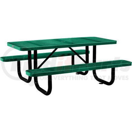 Global Industrial 694553GN Global Industrial&#153; 6 ft. Rectangular Outdoor Steel Picnic Table, Perforated Metal, Green