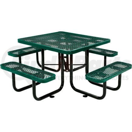GLOBAL INDUSTRIAL 277151GN Global Industrial&#153; 46" Square Outdoor Steel Picnic Table, Expanded Metal, Green