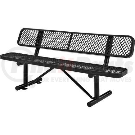 Global Industrial 277154BK Global Industrial&#8482; 6 ft. Outdoor Steel Bench with Backrest - Expanded Metal - Black