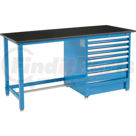 Global Industrial 711167 Global Industrial 72"Wx30"D Modular Workbench with 7 Drawers, Phenolic Resin Safety Edge, Blue