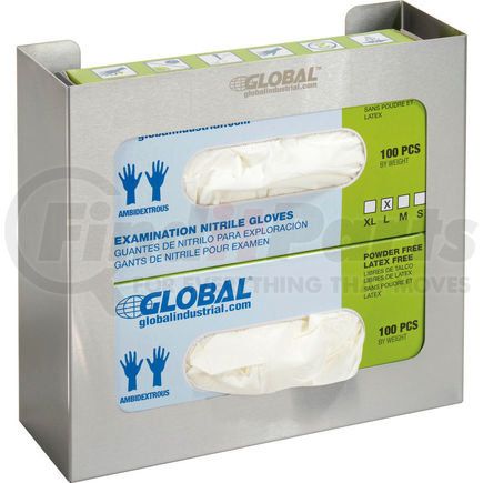 Global Industrial 436949 Global Industrial&#153; Double Stainless Steel Glove Box Holder, 11"W x 3-3/4"D x 10"H