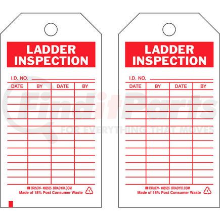 BRADY 86555 Brady&#174; 86555 Ladder Inspecton Tag, 2 Sided, 10/Pkg, Polyester, 3"W x 5-3-3/4"H