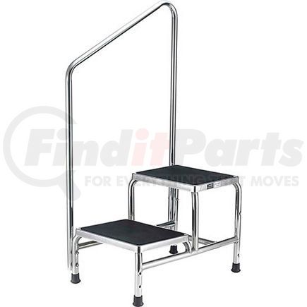 Global Industrial 436961HR Global Industrial&#8482; Chrome Two-Step Foot Stool With Handrail