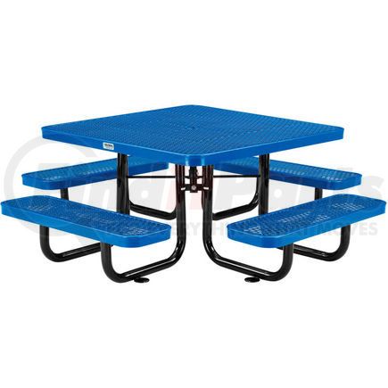 Global Industrial 277151KBL Global Industrial&#153; 46" Child's Square Outdoor Steel Picnic Table, Expanded Metal, Blue
