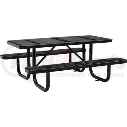Global Industrial 694553BK Global Industrial&#153; 6 ft. Rectangular Outdoor Steel Picnic Table, Perforated Metal, Black