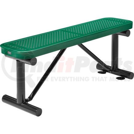 Global Industrial 695742GN Global Industrial&#8482; 4 ft. Outdoor Steel Flat Bench - Perforated Metal - Green