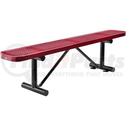 GLOBAL INDUSTRIAL 262075RD Global Industrial&#8482; 6 ft. Outdoor Steel Flat Bench - Perforated Metal - Red