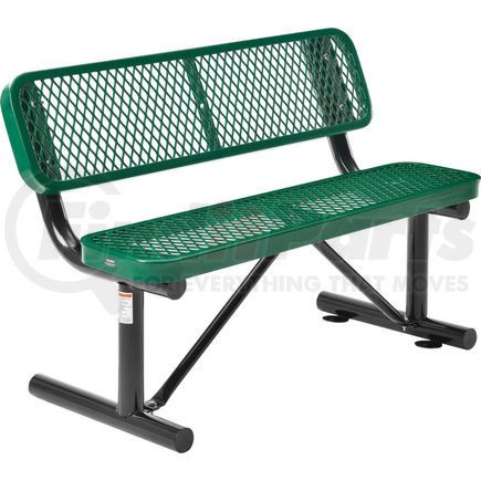 Global Industrial 695743GN Global Industrial&#8482; 4 ft. Outdoor Steel Bench with Backrest - Expanded Metal - Green