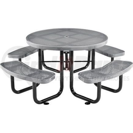 Global Industrial 262078GY Global Industrial&#153; 46" Round Outdoor Steel Picnic Table, Perforated Metal, Gray