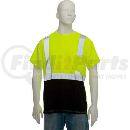 OCCUNOMIX LUX-SSETPBK-YL OccuNomix Class 2 Classic Black Bottom T-Shirt with Pocket Yellow, L, LUX-SSETPBK-YL