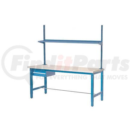 Global Industrial 319003 96"W x 36"D Production Workbench - ESD Laminate Square with Drawer, Upright & Shelf - Blue