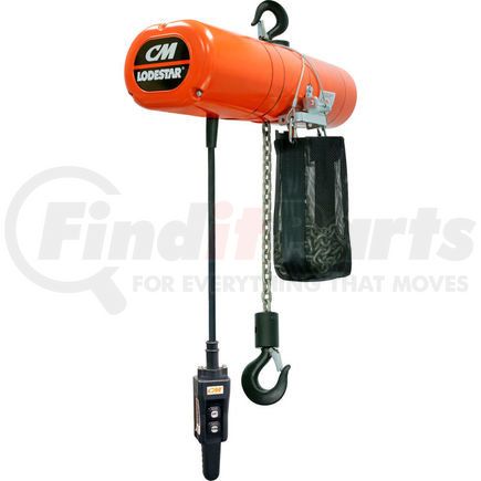 Columbus McKinnon 4223NH CM Lodestar 1 Ton, Electric Chain Hoist W/ Chain Container, 20' Lift, 16 FPM, 115V