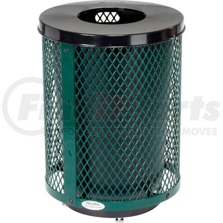 Global Industrial 261924GND Global Industrial&#153; Outdoor Diamond Steel Trash Can With Flat Lid & Base, 36 Gallon, Green