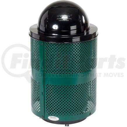 Global Industrial 261949GND Global Industrial&#153; Outdoor Perforated Steel Trash Can With Dome Lid & Base, 36 Gallon, Green