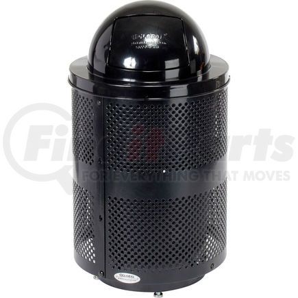 Global Industrial 261949BKD Global Industrial&#153; Outdoor Perforated Steel Trash Can With Dome Lid & Base, 36 Gallon, Black