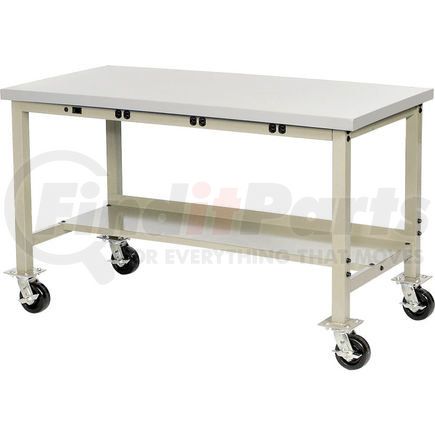 Global Industrial 253987BTN Global Industrial&#153; 72 x 30 Mobile Production Workbench - Power Apron, Laminate Safety Edge Tan