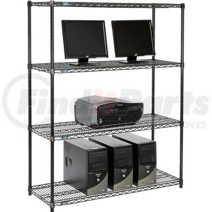 Global Industrial 695401BK Nexel&#153; 4-Shelf Wire Computer LAN Workstation, 48"W x 18"D x 63"H, Black