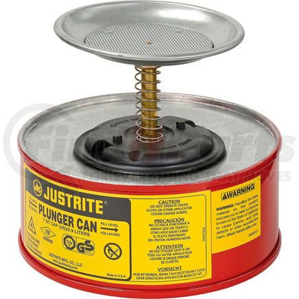 Justrite 10108 Justrite Safety Plunger Can - 1 Quart Steel, 1010-8
