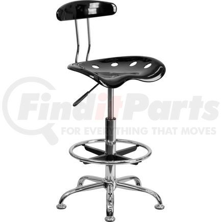 GLOBAL INDUSTRIAL LF-215-BLK-GG Flash Furniture Desk Stool with Back - Plastic - Black