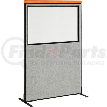 Global Industrial 694688WFGY Interion&#174; Deluxe Freestanding Office Partition Panel w/Partial Window 48-1/4"W x 73-1/2"H Gray