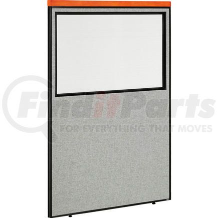 Global Industrial 694672WGY Interion&#174; Deluxe Office Partition Panel with Partial Window, 48-1/4"W x 73-1/2"H, Gray