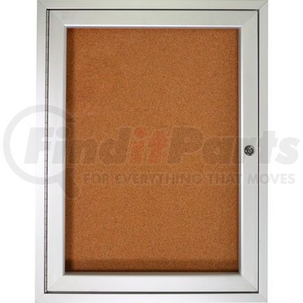 Ghent PA13636K-GLBL Ghent Enclosed Bulletin Board - 1 Door - Natural Cork w/Silver Frame - 36" x 36"